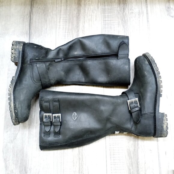 Harley Davidson Motorcycle Riding Boots High Side Zip Men's 9 M - Picture 1 of 12
